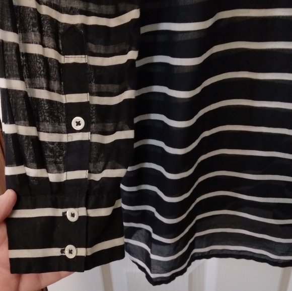 J. Crew Factory Black & Grey Stripe Long Sleeve Lightweight Cotton Tunic M - Picture 5 of 9